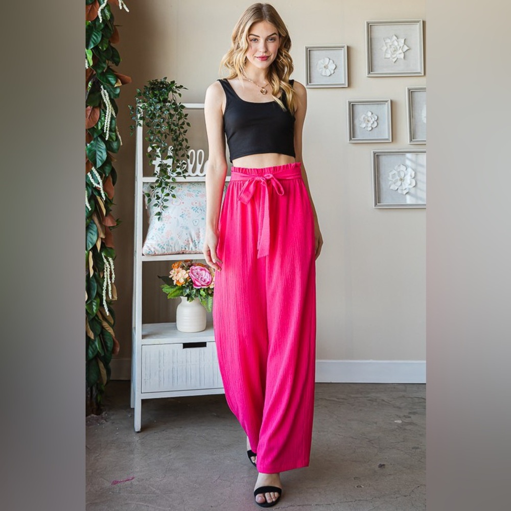 Heimish Full Size Front Tie Pants with Paperbag Waistband Plus Size